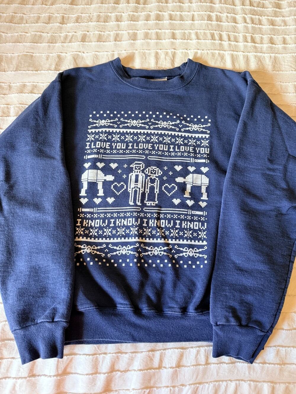Vintage Hanes Star Wars I Love You I Know Sweatshirt Han Leia Christmas 90s